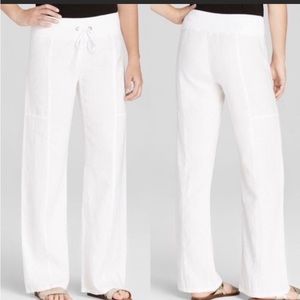 Eileen Fisher Organic Linen Wide Leg Pants White 3X, pockets, stretch waist, NWT